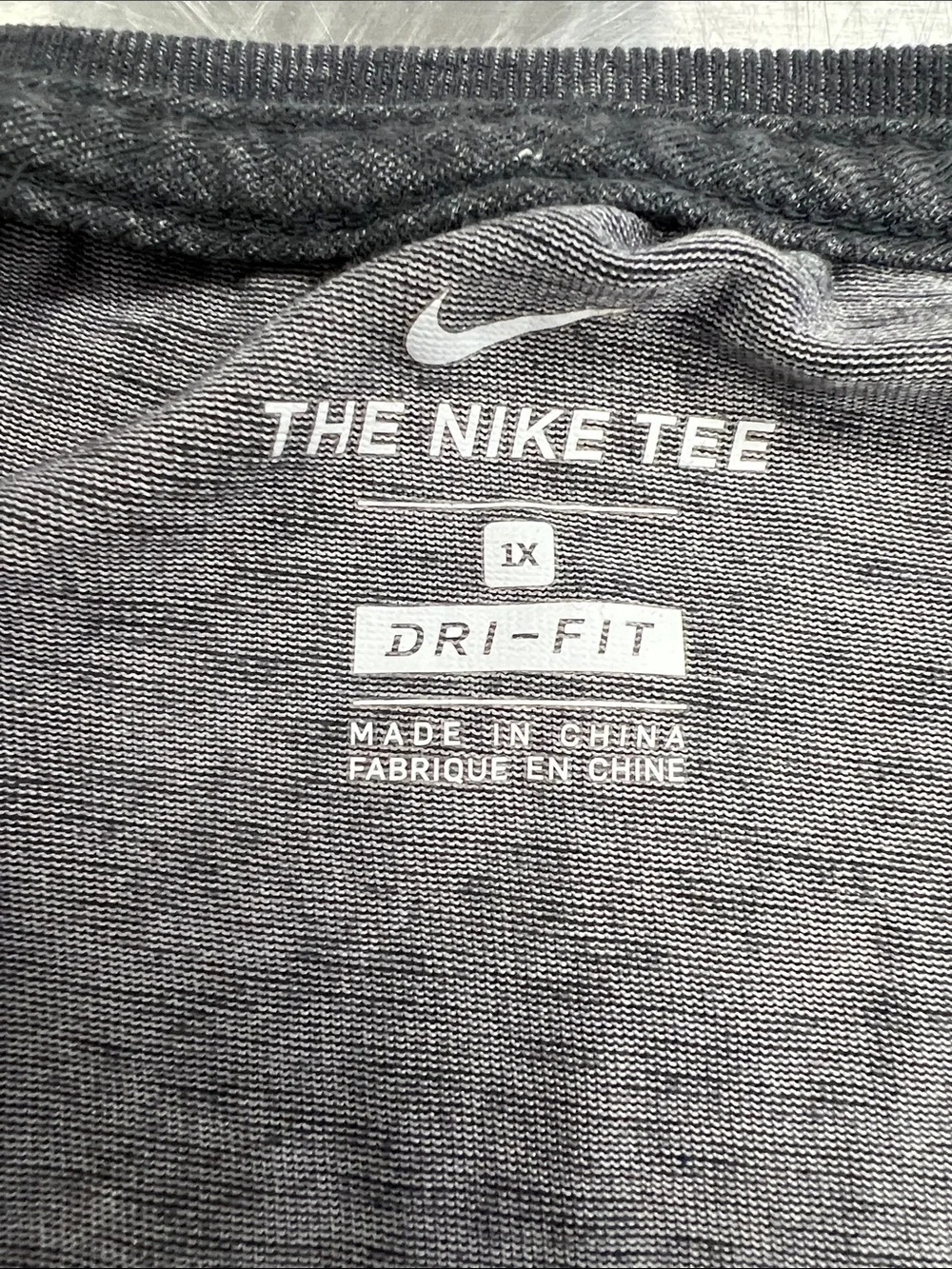 Nike Women's Dark Gray Short Sleeve Tee with Pink Swoosh Women’s 1X
